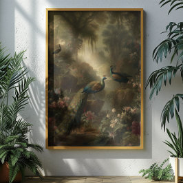 植物学：イギリスの庭で3本の孔雀 ポスター