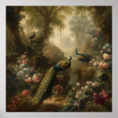 植物学：イギリスの庭で3本の孔雀 ポスター (正面)