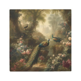 植物学：イギリスの庭で3本の孔雀 メタルプリント