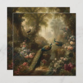 植物学：イギリスの庭で3本の孔雀 招待状 (正面/裏面)