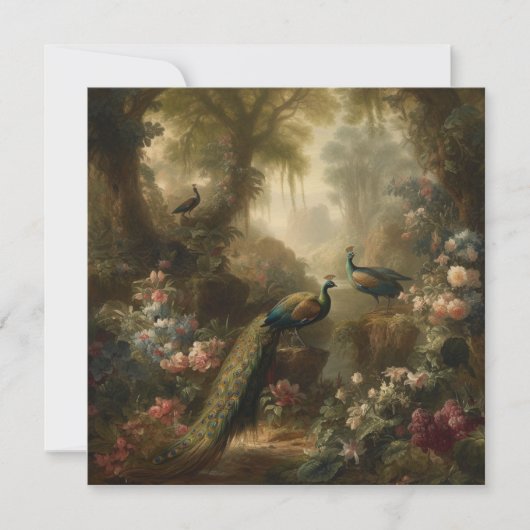 植物学：イギリスの庭で3本の孔雀 招待状 (正面)