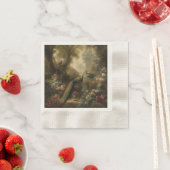 植物学：イギリスの庭で3本の孔雀 縁ありカクテルナプキン (インサイチュ)