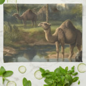 植物学：川の近くのジャングルで水仙 キッチンタオル (折り畳み)