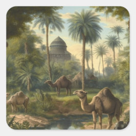 植物学：川の近くのジャングルで水仙 スクエアシール