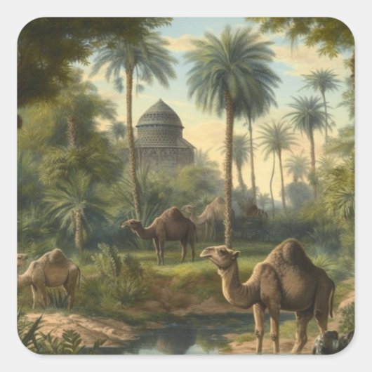 植物学：川の近くのジャングルで水仙 スクエアシール (正面)