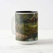 植物学：川の近くのジャングルで水仙 ツートーンマグカップ (正面左)