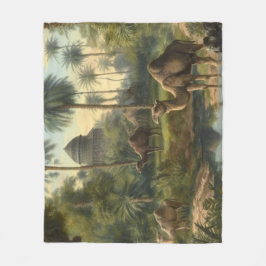 植物学：川の近くのジャングルで水仙 フリースブランケット