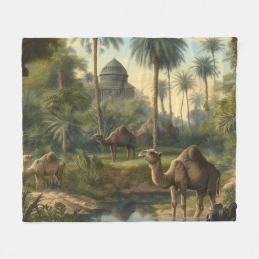 植物学：川の近くのジャングルで水仙 フリースブランケット (正面(横))