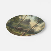 植物学：川の近くのジャングルで水仙 ペーパープレート (アングル)