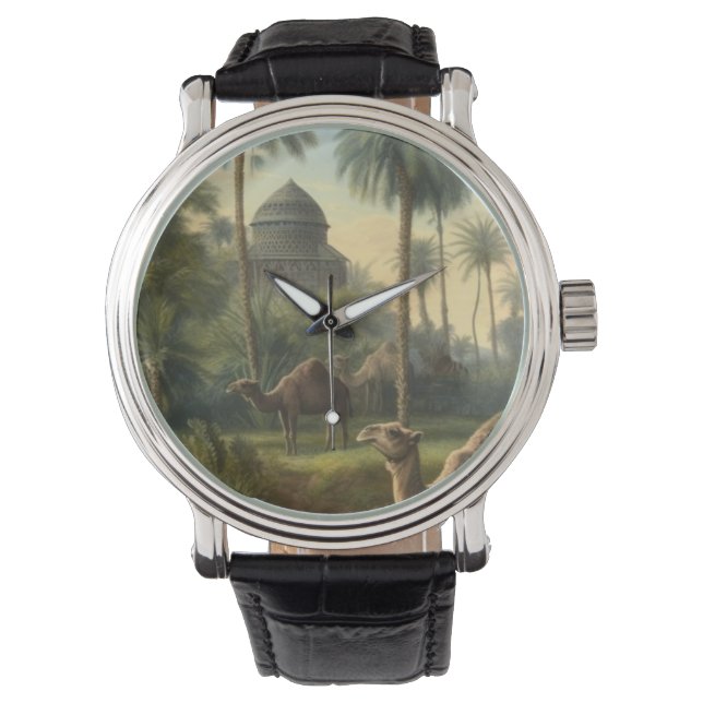 植物学：川の近くのジャングルで水仙 腕時計 (正面)