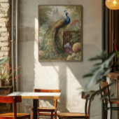 植物学:英国庭園の城の近くの孔雀 ポスター