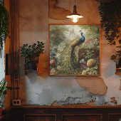 植物学:英国庭園の城の近くの孔雀 ポスター