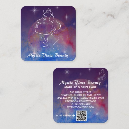 *~*植物宇宙月女神フローラQR植物学 スクエア名刺 (正面/裏面)