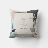 植物幾何学グリーンテラコッタ結婚ズ クッション (裏面)