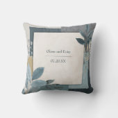 植物幾何学ブルーと金ゴールド結婚ズ クッション (裏面)