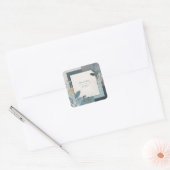 植物幾何学ブルーと金ゴールド結婚ズ スクエアシール (封筒)