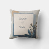 植物幾何学ブルーアース結婚トーン クッション (裏面)