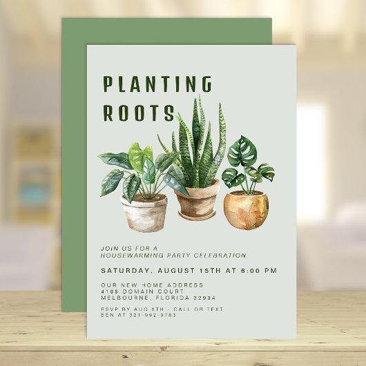 植物引っ越し祝いパーティーパーティの招待状 招待状