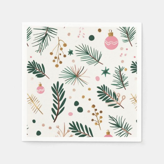 植物性お洒落クリスマスペーパーナプキン スタンダードカクテルナプキン (正面)
