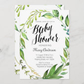 植物性お洒落ベビーシャワー招待状 招待状 (正面/裏面)