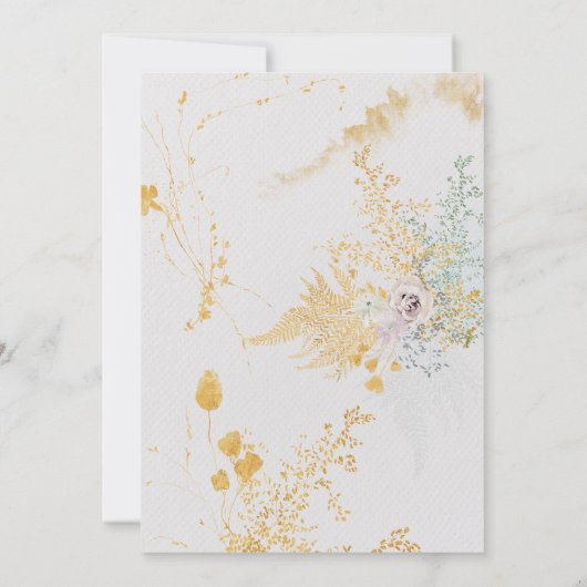 植物性お洒落リースの赤ちゃんシャワー招待 招待状 (裏面)