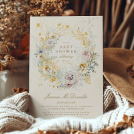 植物性お洒落リースの赤ちゃんシャワー招待 招待状