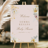 植物性お洒落赤ちゃんシャワー歓迎サイン ポスター