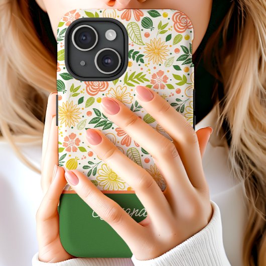 植物性かわいい花の柄のスクリプト名 Case-Mate iPhoneケース