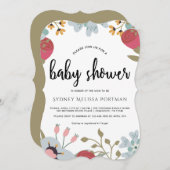 植物性かわいらしベビーシャワー招待状 招待状 (正面/裏面)