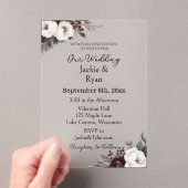 植物性かわいらし半透明結婚の アクリル招待状 (インサイチュ (ポータブル))
