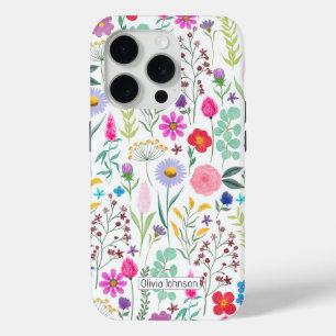 植物性かわいらし水彩花 iPhone 15 PROケース
