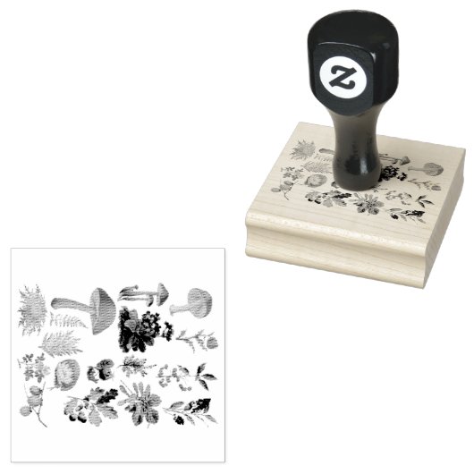 植物性とヴィンテージキノコ ラバースタンプ (押印)