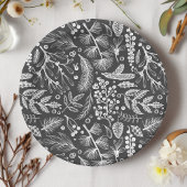 植物性のクリスマスリーフ松の実のパターン ペーパープレート