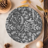 植物性のクリスマスリーフ松の実のパターン ペーパープレート