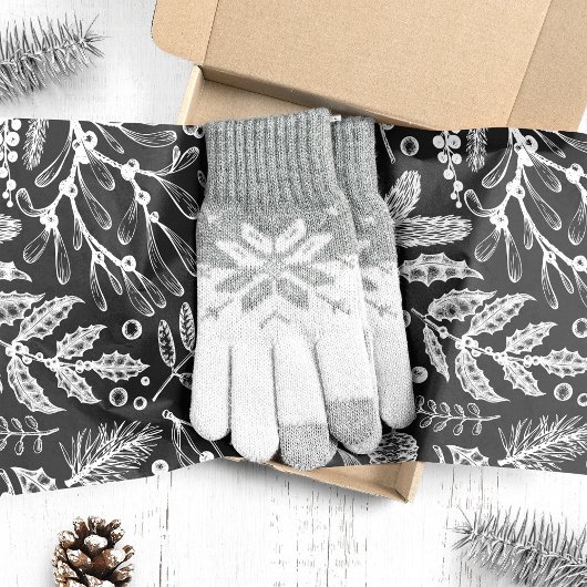 植物性のクリスマスリーフ松の実のパターン 薄葉紙