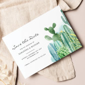 植物性のサボテン水色の結婚式の日付を保存 案内ポストカード