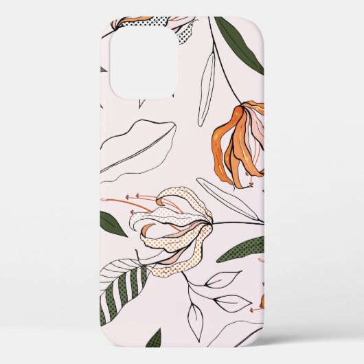 植物性のモチーフ、孤立した、花のシームレス。 Case-Mate iPhoneケース (裏面)