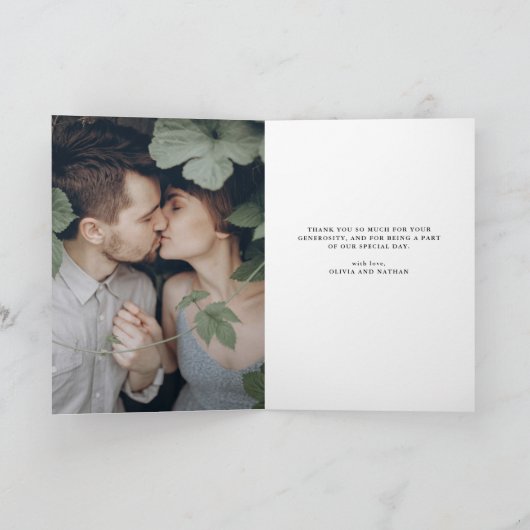 植物性の優雅さ | 2枚の写結婚真 サンキューカード (内部)