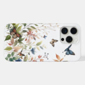 植物性の優雅な蝶と葉 iPhoneケース (裏面横)
