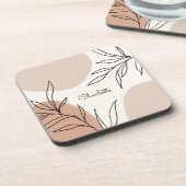 植物性の地球トーンのスプラッシュと名前 コースター (左側)