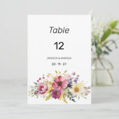植物性の夏のカラフルフローラテーブル番号 招待状 (スタンド正面)