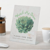 植物性の多肉性の赤ちゃんシャワー私が成長するのを見る 台座サイン (インサイチュ)