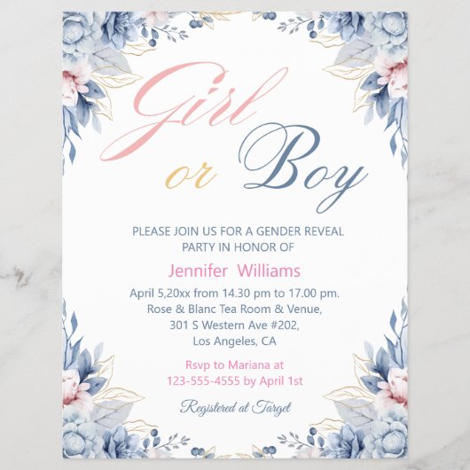 植物性の女の子または男の子のジェンダーが招待を明らかにする チラシ (正面)