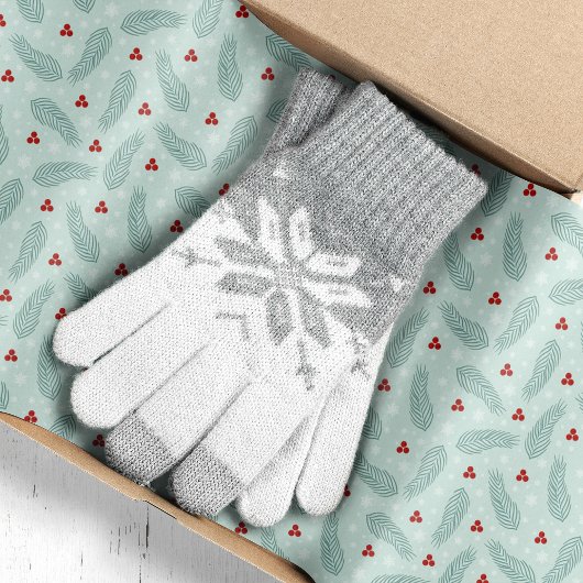 植物性の松の葉と果実のクリスマス 薄葉紙