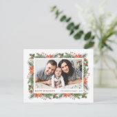 植物性の松の針とポインセチアのフレーム写真 シーズンポストカード (スタンド正面)