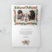 植物性の松の針とポインセチア写真 シーズンカード (内部)