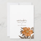 植物性の柔らかい茶色のオレンジ色の夏のフローラ結婚ズ 招待状 (裏面)