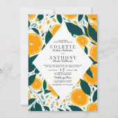 植物性の水の色の新鮮なオレンジの実結婚果実 招待状 (正面)