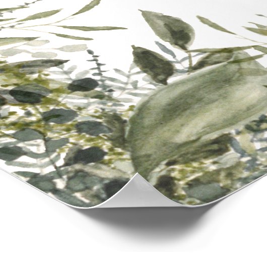 植物性の水の色の緑結婚の緑の歓迎サイン ポスター (角)