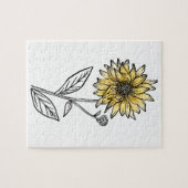 植物性の水彩美意識ラインのアートサンフラワー ジグソーパズル (横)